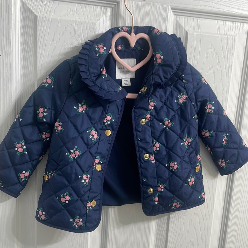 Floral Quilted Jacket with Ruffle Collar